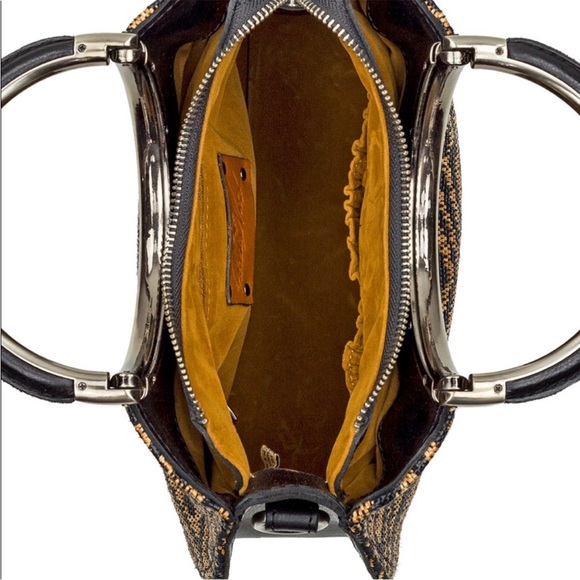 Patricia Nash Aria Shopper Tribal Weave Black and Brown Top Handle Crossbody - Picture 4 of 16